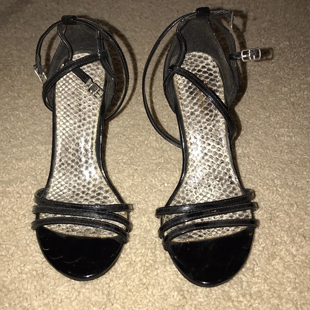 Strappy black heels